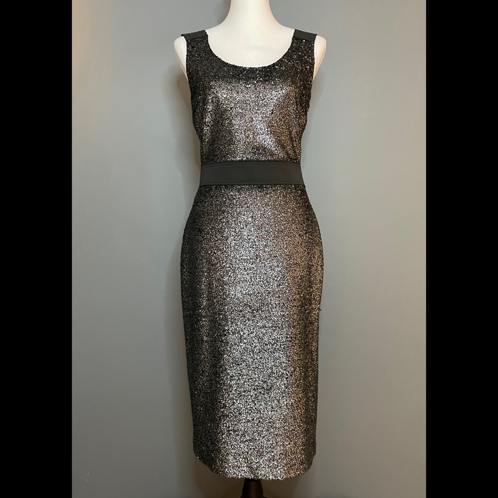NWOT Boutique Moschino Silver Lurex Dress US 10